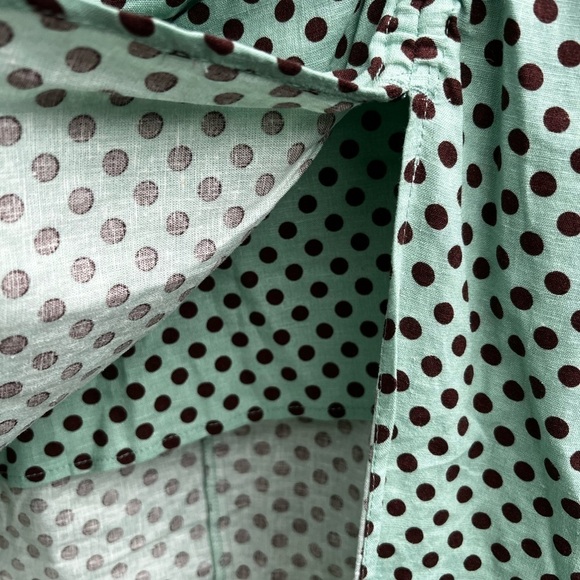 Zara Women's Linen Blend Polka Dot High Slit Midi Brown Green Skirt Size Small - Picture 4 of 7